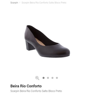 Scarpin Beira Rio Conforto Salto Bloco Preto + BRINDE. (3)