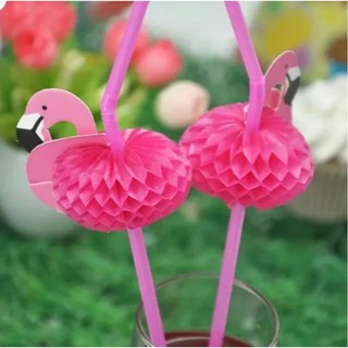 Kit 40 Canudo Flamingo plástico para Drinks Enfeite Decoração de copo Festa Tropical