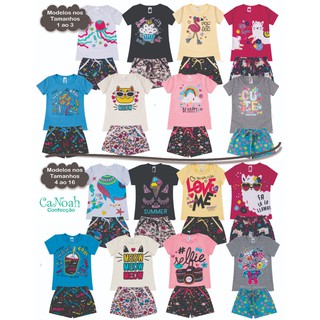 Kit 4 Conjunto Infantil Juvenil Menina em cotom 1 ao 16 roupa menina de calor (6)