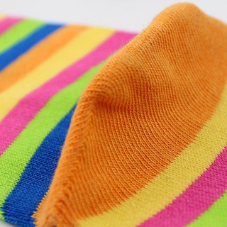 6 Pairs Women Cotton Five Finger Socks Rainbow Striped Toe Separated Hosiery (8)