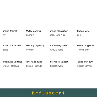 Brflameer1 Câmera De Segurança Com Corpo 1080p Com Clipe De Bolso / Câmera Filmadora Esportiva (6)