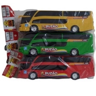Kit C/3 Mini Onibus Buzão- Vermelho/Verde/Amarelo- Original Bs Toys