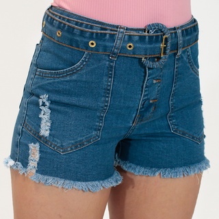 Shorts Jeans Imporium Feminino Cós Alto Cintura Alta com Cinto