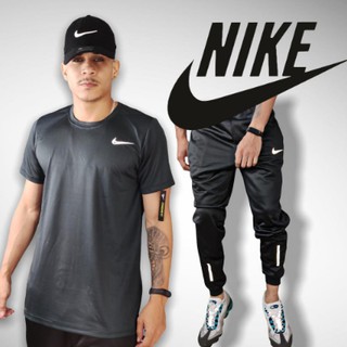 Kit Conjunto Nike Masculino Calça Jogger Com Bolsos Refletiva + Camiseta Dri Fit Tecido Leve