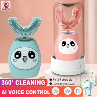 Escova De Dentes Infantil 360 Graus Em Formato De U Para Limpeza Elétrica/À Prova D'água 2-12 Anos