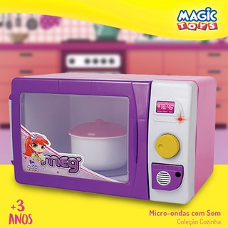 Microondas de brinquedo Infantil eletrônico com sons e luzes 😍🎁 Apita quando está pronto! Meg Magic Toys brinquedos