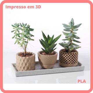 Vaso Cachepô Plástico PLA Impresso em 3D para decoração com plantas suculentas pequenas (1)