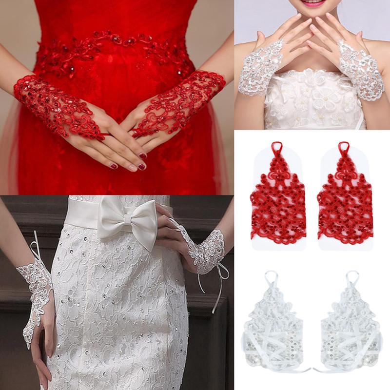 Luvas De Renda Branca Sem Dedos Para Noivas / Acessórios De Casamento