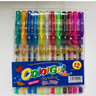 Canetinhas ColorGel Com Glitter Kit Com 12 Cores Estojo