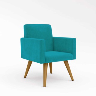 Poltrona Cadeira Decorativa Escritório Recepção Azul Turquesa - Balaqui Decor (1)