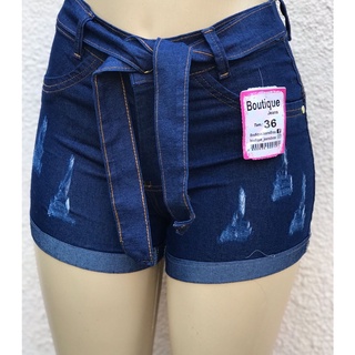 Short Jeans hot pants com laço de barra Jeans Blogueirinha 2021