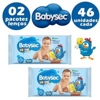 Lenço Umedecido toalhinha Babysec Galinha Pintadinha Ultrafresh kit c/02 pacotes