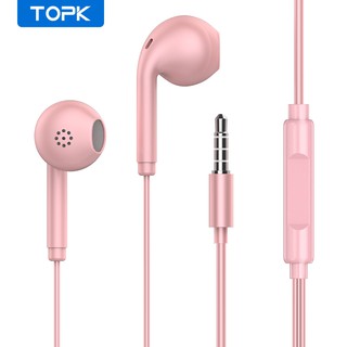 Topk F17 Fone De Ouvido Com Controle De Volume Intra-Auricular Com Microfone 3,5mm Universal Para Iphone / Android