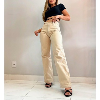 Calça Jeans Feminina Wide Leg Pantalona Cintura Alta calça moda gringa (7)