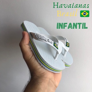 Chinelo Havaianas Infantil Brasil Cor Branca Lançamento kids Brasileirinha Baby