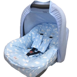 Capa Para Bebê Conforto Modelo Universal Com Capota Solar e protetor para cinto cor nuvem rosa (5)