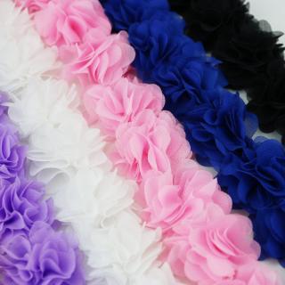 (1 Metro) Chiffon Lace Webbing Tecido Decoração Flor Presente Artesanato Não-Tecido Tecidos Base (9)