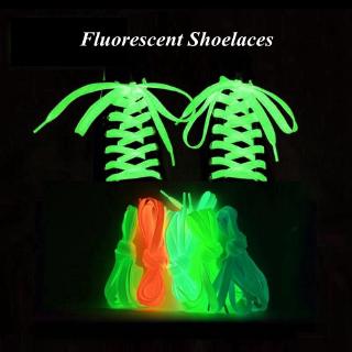 1 Par Cadarço de Sapato Luminoso Achatado Florescente / Cadarço Unissex Seguro que Brilha no Escuro (4)