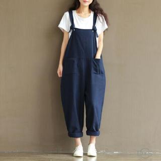●▽●-Women's Casual Loose Linen Cotton Jumpsuit Dungarees Playsuit Trousers Overalls (1)