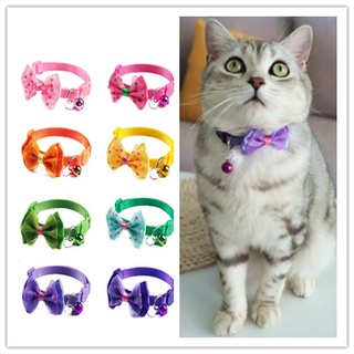 Bowknot Cat Collar with Bells Necklace Buckle Adjustable Small Dog Puppy Kitten Collars Pet Accessories