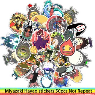 50PCS Miyazaki Hayao Cartoon Waterproof Sticker Skateboarding Snowboard Retro Vinyl Sticker Graffiti Notebook Sticker