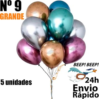 Balões Bexigas Metalizadas Cromadas Grande 5und - Decoração de festa aniversário (1)