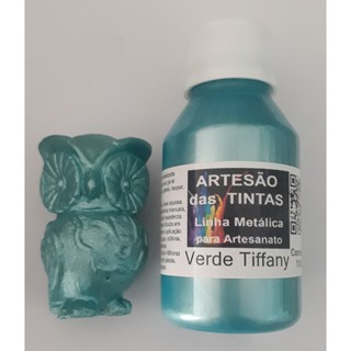 Tinta Metálica Verde Tiffany - Tinta Para Arte e Artesanato, gesso - 100Ml (1)