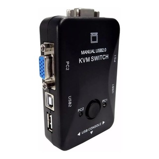 Chaveador Switch Kvm 2 Portas Vga + 2 Usb Monitor Mouse Cpu (1)