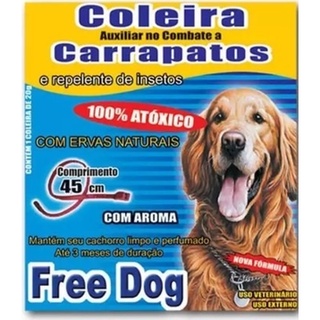 COLEIRA ANTI CARRAPATO FREE DOG CÃES ADULTOS ESSENCIA