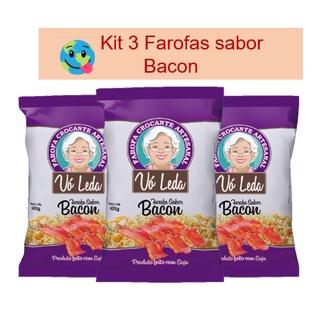 Farofa Crocante Artesanal - Sabor Bacon - Kit com 3 unidades de 400g cada
