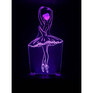 Luminária Led, Bailarina, Dança, Arte, Presente, Decoração, Balé, 16 cores