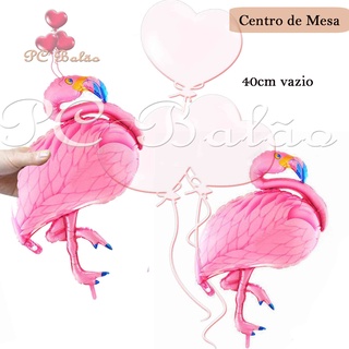 Balão Metalizado Flamingo Rosa Centro de Mesa 40cm Festa Decoração