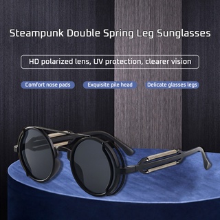 Óculos de sol gótico clássico Steampunk / óculos de sol vintage redondos com armação de metal
