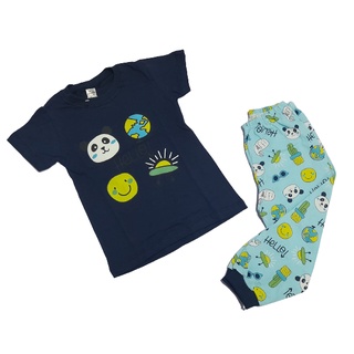 Pijama Infantil Menino - 100% Algodão - Calça e manga curta - Tamanho 1 ao 3