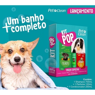 Kit banho completo para cães cachorro pet (shampoo + condicionador + perfume)