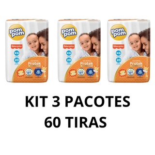 Kit 3 Pacotes Fralda Descartável PomPom Derma Protek Jumbo XG - 60 UNIDADES