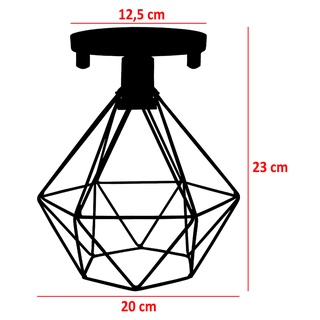 Lustre Teto Plafon Industrial Aramado Diamante Retrô Luminária Sobrepor Vintage Agp Ilumini (2)