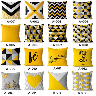 Ki 2 capas de almofadas decorativas geométricas amarelo cinza preto e branco