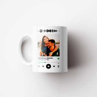 Caneca Spotify Interativa Com Música Com Foto Nome Casal Personalizada de Porcelana
