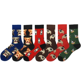 Cute Dog Series Socks Colorful Middle Men's Tube Cotton Socks Fashion Happy Socks