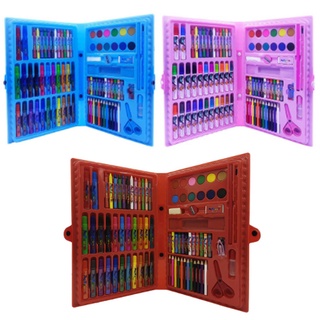 Estojo Maleta 86 peças e 98 peças Colorido Infantil Regal Kit Escolar Cores Lapis de cor Giz Colorir Tinta Pincel (1)
