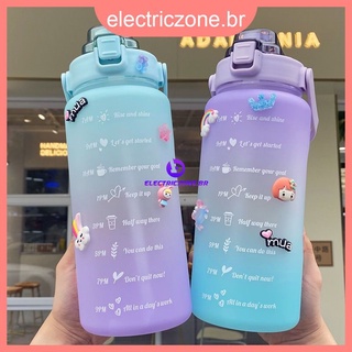 garrafa de água 2 litros/2L/2000ml motivacional Copo de Plástico de Grande Capacidade/Cor Gradiente/Ao Ar Livre/Esportivo/adesivos fofos (1)