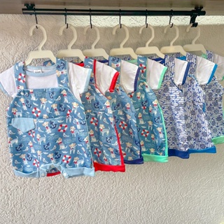Macacão para bebê Kit 1 ou 2 macacões Roupa para bebê com blusa inclusa Kit Macacão curto e camiseta bebe menino para verão conjunto para bebê Macaquinho jardineira menino estiloso (8)