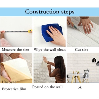 Design adesivo 3D adesivo de parede de espuma de tijolo à prova d'água papel de parede para decoração de casa para quarto (8)