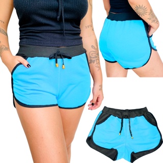 Short Feminino em Moletinho com Bolso Soltinho - shortinho shorts femininos elástico cadarço confortável (6)