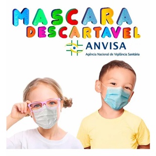 Máscara Descartável Infantil 50 Pçs Tripla Camada Clipe Nasal P/ Criança Branca Rosa Azul (1)