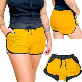 Short Feminino em Moletinho com Bolso Soltinho - shortinho shorts femininos elástico cadarço confortável (4)