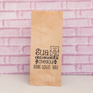 25 Unidades de Saco de papel Kraft Pardo| Saquinho de papel personalizado| Frase agradecimento | Saco de padaria (4)