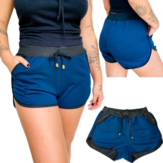 Short Feminino em Moletinho com Bolso Soltinho - shortinho shorts femininos elástico cadarço confortável (9)