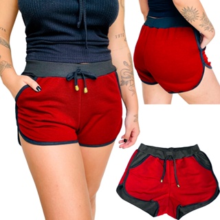 Short Feminino em Moletinho com Bolso Soltinho - shortinho shorts femininos elástico cadarço confortável (7)